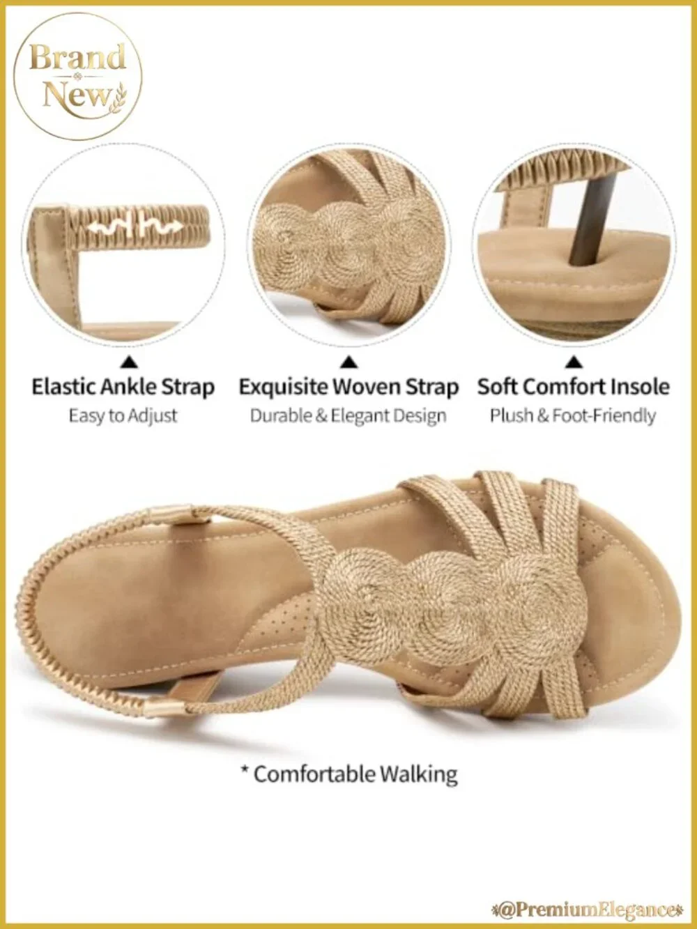 Wedge Sandals Elastic Ankle Strap Platform Open Toe Casual Summer Shoes